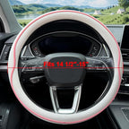 HAOTULE Leather Steering Wheel Cover， with Anti-Slip Stripe Design - Enhanced Grip, Fashion Style, Safe, Non-Slip, Breathable