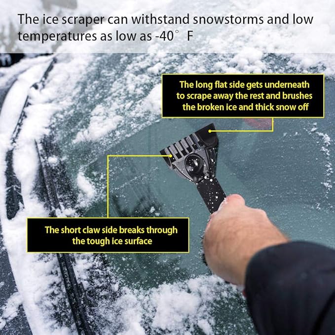 AutoEC Car Window Glass Cleaner Wand Windshield Interior Cleaning Tool with Detachable Ice Scraper for Car Auto SUV Truck, 2 Coral Fleece Bonnets