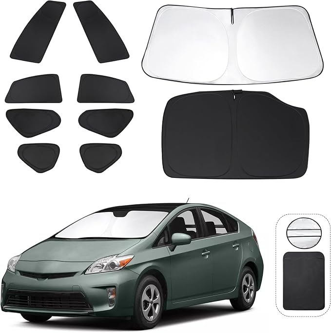 TINGLU Window Shades for Toyota Prius Hatchback 2010-2015 (Not for Prius C or Prius V) 10PCS Accessories Full Windows Rear Triangular Windshield Sun Shade Sun UV Rays Privacy Protection for Camping