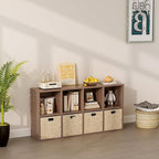 OSCHF 8-Cube Storage Shelf Bookcase - Wooden 4-Tier Floor Standing Open Bookshelf for Home and Office, Cuby Orgainzer, Walnut