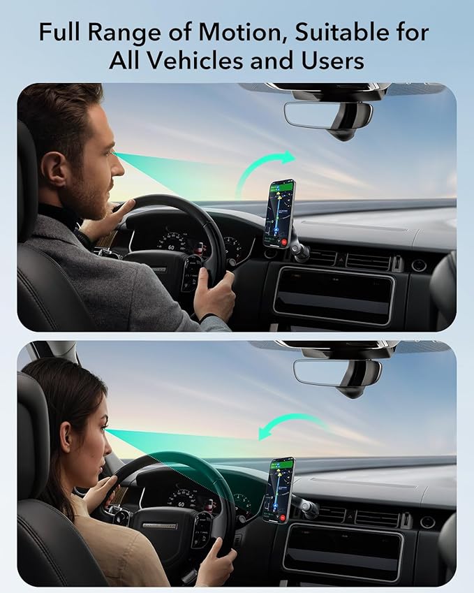 ESR OmniLock for MagSafe Car Mount, 360° Rotation, Car Phone Mount for Air Vent, Magnetic Phone Holder for iPhone 17e/17/16/15/14/13/12,Google/Samsung/Android,All Smartphones(2 MagSafe Rings Included)