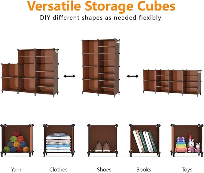 AWTATOS Closet Organizer 8 Cube Storage Shelves Clothes Organizers Closet Storage Stackable Cubby Shelving for Closet Bedroom