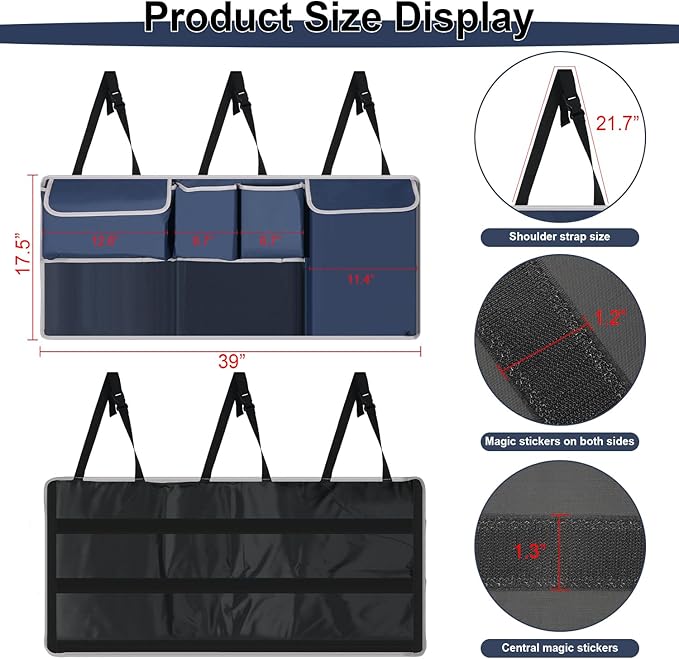 UYYE Trunk Hanging Organizer, Backseat Storage Bag, Collapsible Car Interior Accessories with 4 Pockets & 2 Mesh Pouches for