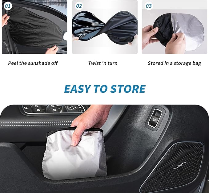 Kwak's 4 Pack Window Sun Shade for Car Baby - Sunshade Blocker, Glare Shield and UV Rays Protection for Your Kids - Side Windows Screens for SUV Truck (Front +Rear Window)