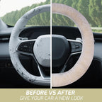 AEGIS Cover Sheepskin Steering Wheel Cover Premium Luxury AUS Genuine Merino Wool All-Season Non-Slip for Cars Fits 14.5-15.5" Wheels (Sand)