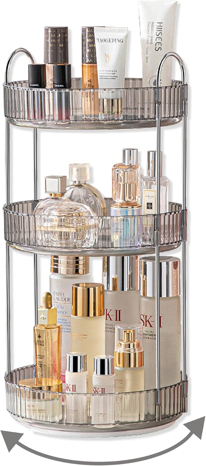 Asayuee 360 Rotating Makeup Organizer,3 Tier Large Capacity Make Up Organizers and Storage,Makeup Organizer for Bathroom,Cosm