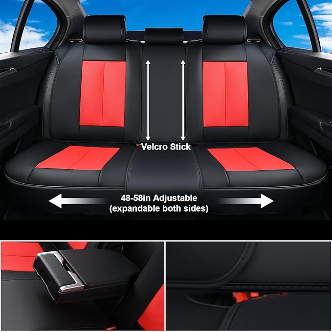 Coverado Car Seat Covers Full Set, Seat Covers for Cars, Car Seat Protector Waterproof, Nappa Car Seat Cushion, Car Seat Cove