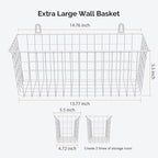 MaraFansie [Extra Large Wire Basket 2-Pack Hanging Wall Organizer Cabinet Storage Basket Wall Mounted Shelves Rustic Farmhous