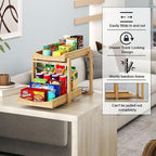 Bamboo Under Sink Organizer and Storage, 2 Pack Pull Out Cabinet Organization, 2 Tier Vertical Slide Out Undersink Storage Sh