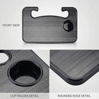 2-in-1 Steering Wheel Tray & Laptop Stand, Car Food Tray with Drink Holder, Multipurpose Car Desk Organizer for Eating Working, Travel Accessories