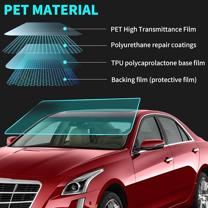 Windshield Tint Strip, 2 Pack Window Tint Car, 5% VLT Sun Shading Heat & UV Protection Windshield Solar Protection Film for Cars, Include 2 Squeegee, 59.06 x 7.87 Inch