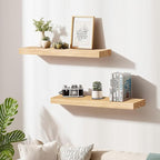 Floating Wall Shelves 30x6.8x1.7 Inch – Solid Wood Rustic Shelves in Natural Wood Finish – Wall Mounted Heavy Duty Display Sh