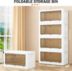 YFXCVSL 4 Tier Storage Bins with Lids 102QT, Stackable Storage Containers with Wheels, Folding Boxes, Extra Large Collapsible