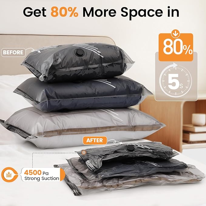 Vacuum Storage Bags Rechargeable Wireless Pump - 20 Pack Travel Storage Bags，Travel & Home Organizer Set, Multi-Size Space-Sa