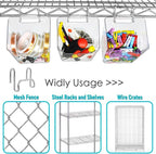 G.CORE Large Grid Wall Bins - 6Pack Clear Gridwall Accessories Hanging Cups with Back Hooks - Plastic Grid Wall Panels Organi