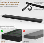 Fun Memories Floating Shelves for Wall, 55Inch Floating Shelves Set of 2, Hanging Shelf with Invisible Brackets, Wood Shelves