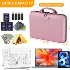 DocSafe Fireproof File Organizer with Lock, Hard-Shell Case Fireproof Document Box with 13 Pocket Accordion File Folder, Port
