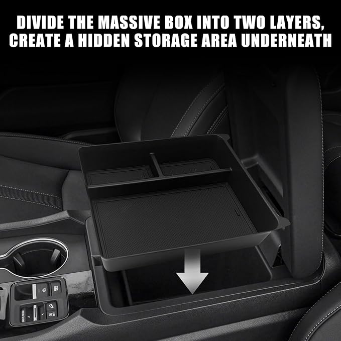 Muslogy for Pilot Center Console Organizer & Dash Storage Tray & Magnet Armrest Hidden Storage Compartment 3PCS Set Compatible with Honda Pilot 2023-2025(Console +Dash Tray+Hidden Organizer)