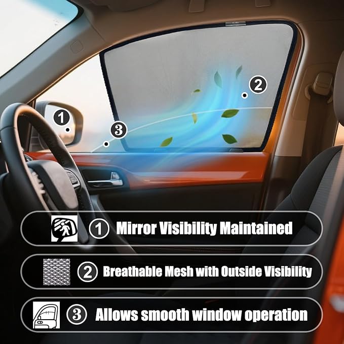 Car Window Sun Shade for Toyota RAV4 2020-2025,Magnetic 2PCS Front Side Window Sunshade with Breathable Mesh Insulate Heat and UV,Does Not Affect Window Lifting