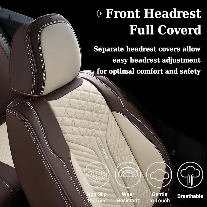 Coverado Front Seat Covers, 2 Pack Waterproof Seat Covers for Cars, Luxury Leather Seat Cushions, Front and Rear Seat Protect