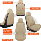 Nappa Leather Car Seat Covers Front Seats, Beige Car seat Protector, Waterproof Car Seat Cushion, Universal Automotive Seat C
