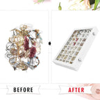 Siveit Velvet Jewelry Tray 48 Grid Jewelry Display Tray Organizer Box with Transparent Lid Rings Earrings Necklaces Pendants 