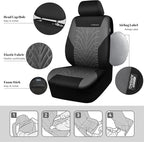 CAR PASS Car Seat Covers Full Sets, Front & Split Rear Bench for Car, 3D Tyre Embossed Automotive Interior Covers, Airbag Com