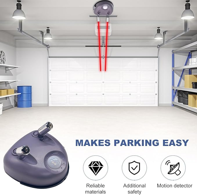 Parking Guide Assist Laser Sensor, 360-Degree Adjustable Wider Angles Garage Parking Sensor with AC Adapter, Park Assistant Guide System Car Stop Indicator for Automotive