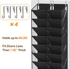 UVIAHOMI 20-30 Pairs Over the Door Shoe Organizer, Clear Pockets Hanging Shoe Storage for Closet, 10-Tier Door Shoes Rack, Ha