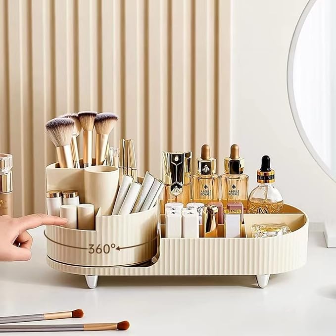 Booklov Roating Makeup Caddy Organizer for Vanity, Large Capacity Cosmetic Display Case, Clear Acrylic Countertop Beauty Stor