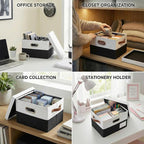 PRANDOM Storage Bins with Lids [3-Pack] Linen Fabric Foldable Storage Boxes Organizer Containers Baskets Cube with Cover for 