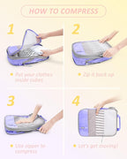 BAGSMART 6 Set /4 Set/2 Set Compression Packing Cubes for Travel, Lightweight Luggage Organizer Bags, Durable Space Saver Bag