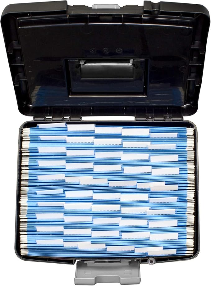 Storex 61504B02C Portable File Box with XL Lid, 11 x 13-1/2 x 11 Inches, Black