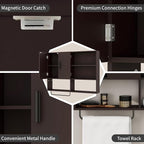 Medicine Cabinet, Wooden Bathroom Wall Cabinet with 2 Doors, Adjustable Shelves & Towel Bar, Over Toilet Storage Cabinet Wall