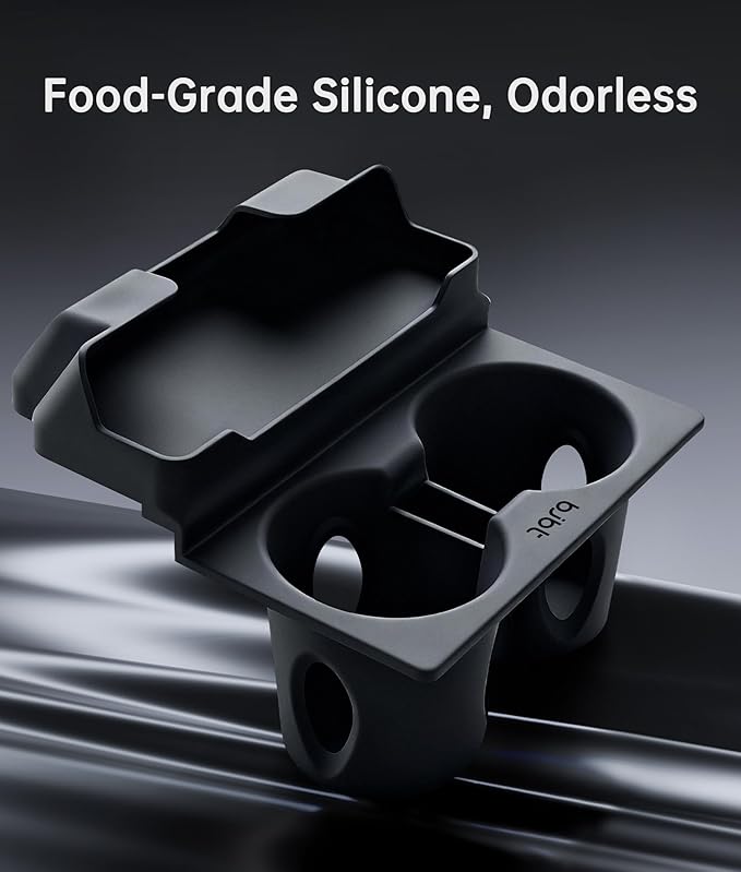 for Tesla Cup Holder Insert, 2-in-1 for Model Y Juniper(2025/2026)& Model 3 Highland(2024/2025) with Storage Compartment - Bl