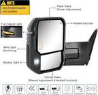 Towing Mirror Compatible with 2022-2025 Tundra with Blind Spot Monitoring Power Adjusted Heated Glass Turn Signal Backup Lamp Manual Telescoping & Folding Pair