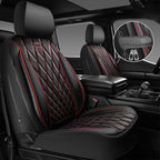 CAR PASS Piping Luxury PU Leather Two Front Car Seat Covers, Waterproof Anti Slip Seat Covers Compatible with Front Seat Armr