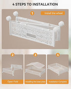 Under Bed Storage with Wheels, Foldable Pattern Carved Metal Under The Bed Storage, Tool-Free Assembly Underbed Storage, 60L 