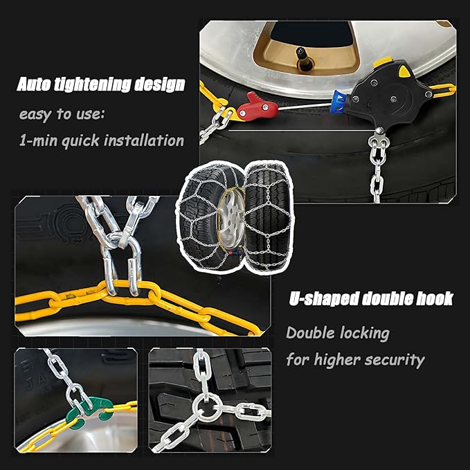 Car Snow Chains, Auto-Fixing Tire Chains for Smart #1 SUV 2022-2025, Quick Fit Portable Reusable Universal Emergency Traction
