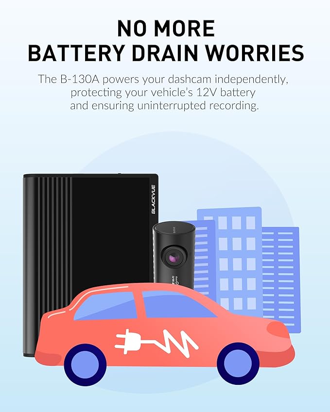Blackvue B-130A Ultra Battery - Fast Charging Dash Cam Battery Pack, 12V/24V, USB Power, Smart App & Cloud Monitoring, Exclus