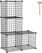 C&AHOME Wire Cube Storage, 4-Cube Storage Organizer Metal, C Grids Storage Bins Shelving, Modular Bookshelf Shelf, Closet Cab