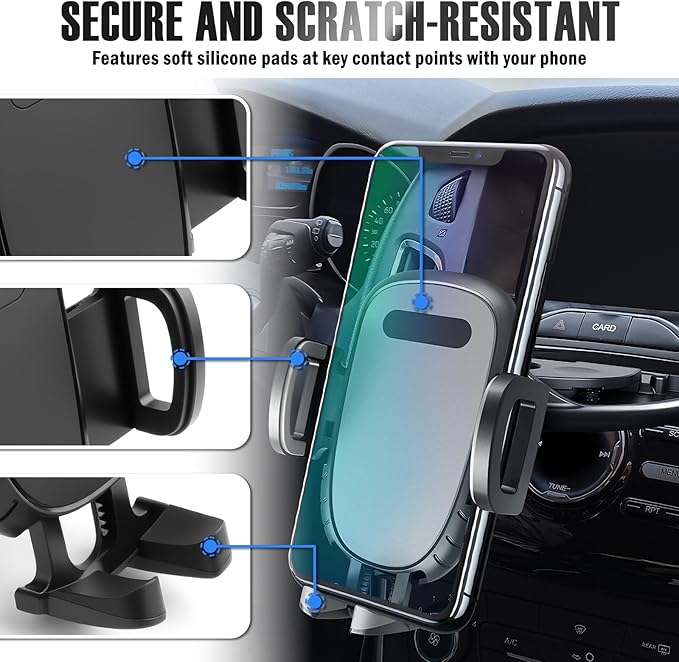 2026 Upgraded CD Phone Holder for Car,360° Rotation CD Slot Phone Mount with Extendable Clamp Arm,Anti Shake Car Phones Holder CDs Slot Mount Fit 4.5-6.8 Inch Cell Phones
