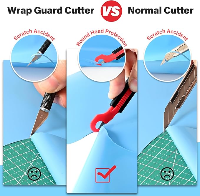 Gomake Vinyl Wrap Guard Cutter Knife Window Tinting Cutter Precision Automotive Safety Cutting Tool for Car Wrapping, Window Tinting,Decals,Signs, Wrap Film and Other Car Vinyl Cutting (W204)