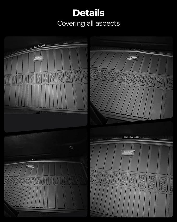 3W Cargo Liner Compatible with Jeep Grand Wagoneer(Non L) 2022-2024 2025 2026 7 Passenger Model All Weather Custom Fit Black Trunk Mat Set