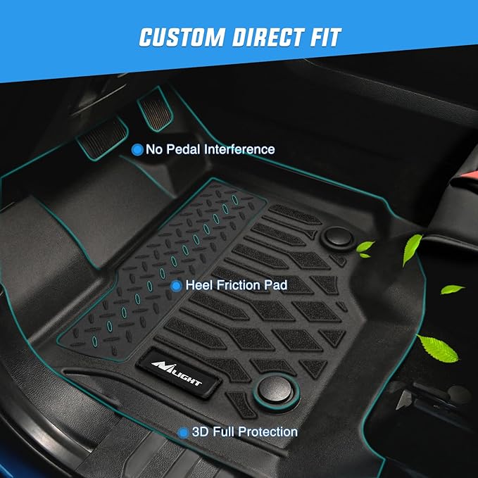 Nilight TPE Floor Mats for Ford F250 F350 F450 F550 Super Duty Crew Cab Bench Seat 2017 2018 2019 2020 2021 2022 2023 2024 2025 2026 All Weather Custom Fit Heavy Duty Floor Liners