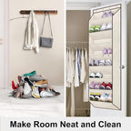 SLEEPING LAMB Over The Door Shoe Organizer for Closet with Large Deep Pockets, Narrow Shoe Rack for Door Hanging Boots Storag
