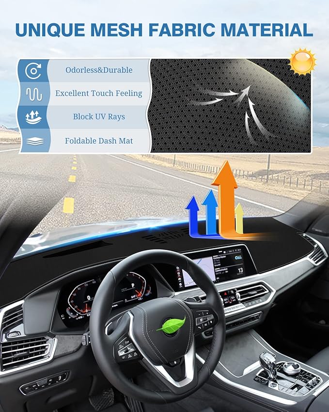 FIILINES Dash Cover for 2019-2022 BMW X5/X7 Dashboard Cover Mat for X5/X7 Accessories Sunshade Nonslip Mesh Protector No Glar
