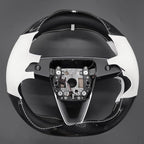 MEWANT Hand Stitched White Leather Steering Wheel Cover for Tesla Model 3 Highland 2023 2024 2025
