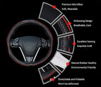 Microfiber Leather Car Steering Wheel Cover, Soft Padding, Durable, No Smell, Universal 15 Inch Steering Cover, Anti-Slip Emb