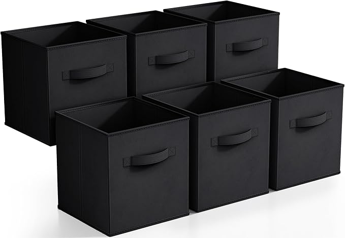 Sorbus Foldable Storage Cubes - 6 Pack, 11 Inch, Black, Fabric, Foldable, Storage and Organization, Versatile Use, Collapsibl